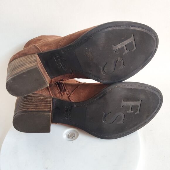 Franco Sarto Huette Boho Leather Western Ankle Boots Booties Size 7.5 Block Heel - Picture 7 of 8